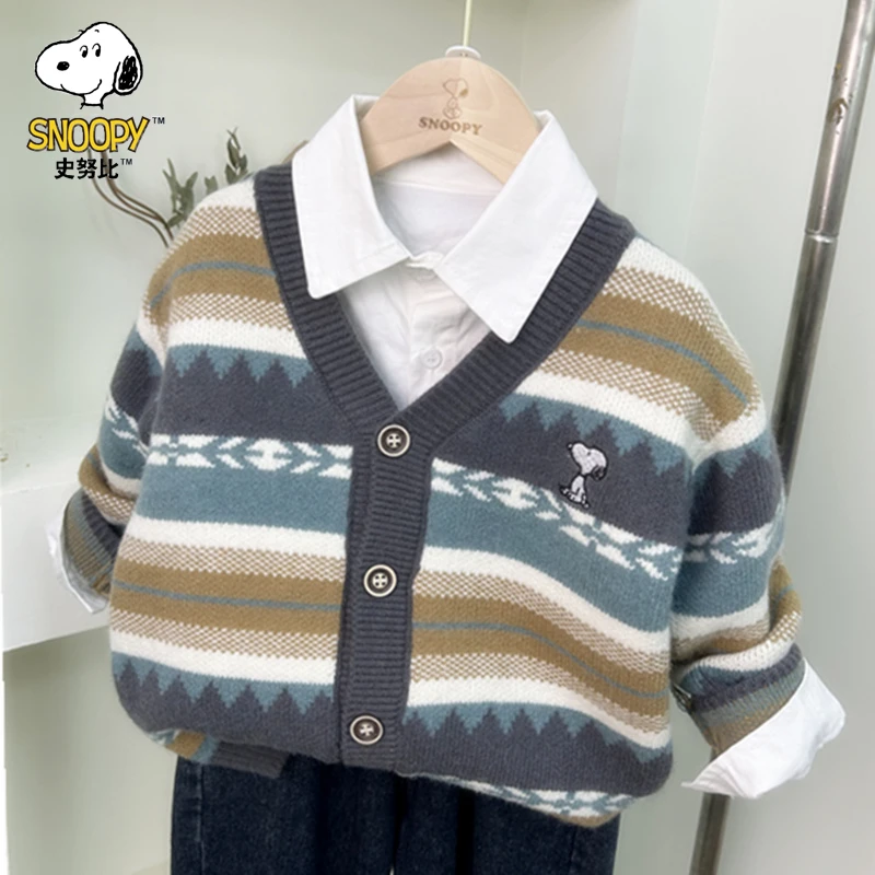 Snoopy/史努比男童毛衣儿童宝宝开衫外套针织衫春秋男孩洋气线衣