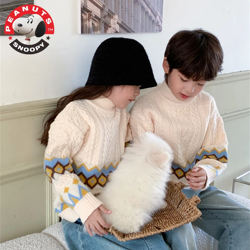 Snoopy/史努比男女童毛衣儿童宝宝洋气针织衫小女孩秋冬款毛线衣