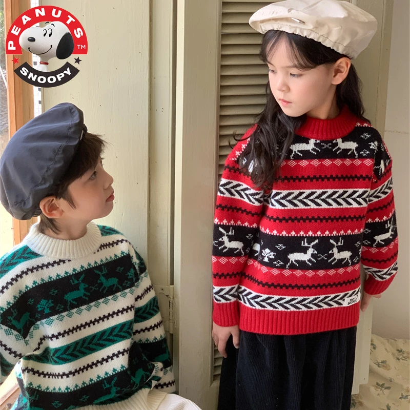 Snoopy/史努比男童女童毛衣儿童针织衫宝宝小女孩秋冬加厚毛线衣