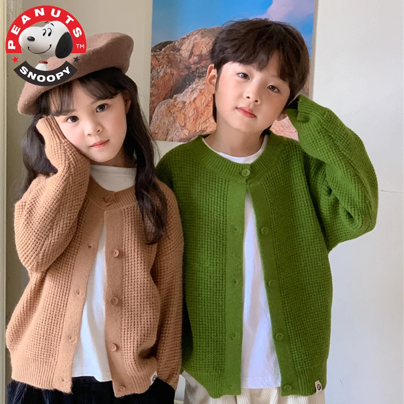 Snoopy/史努比男女童针织开衫毛衣小女孩时髦宝宝春秋儿童外套潮