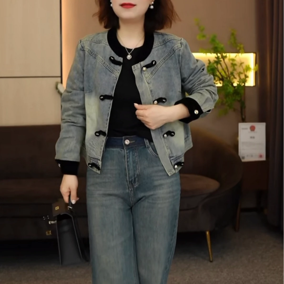 【卿她】外套春款短款女牛仔胸罩女款2025款网红款