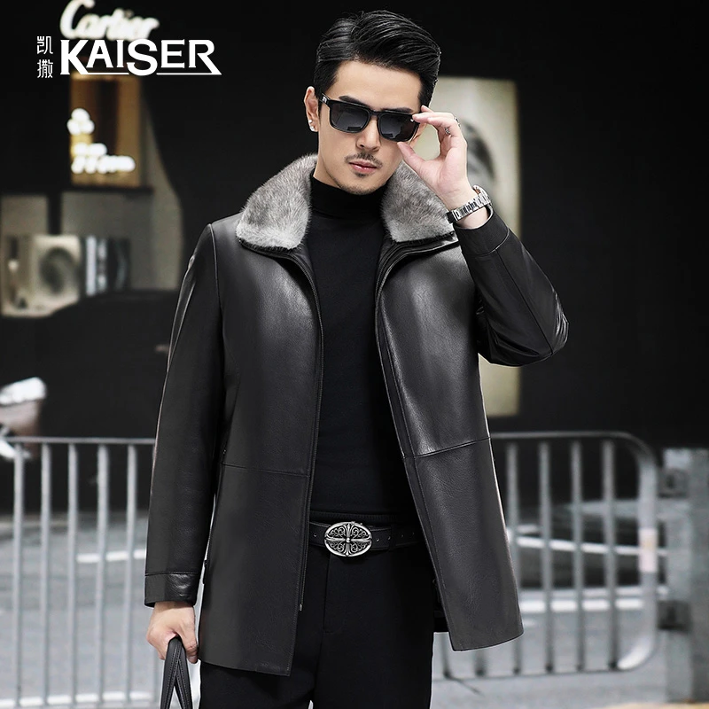 KAISER/凯撒2025春季新款真皮羽绒风衣男绵羊皮真皮皮衣17A19116