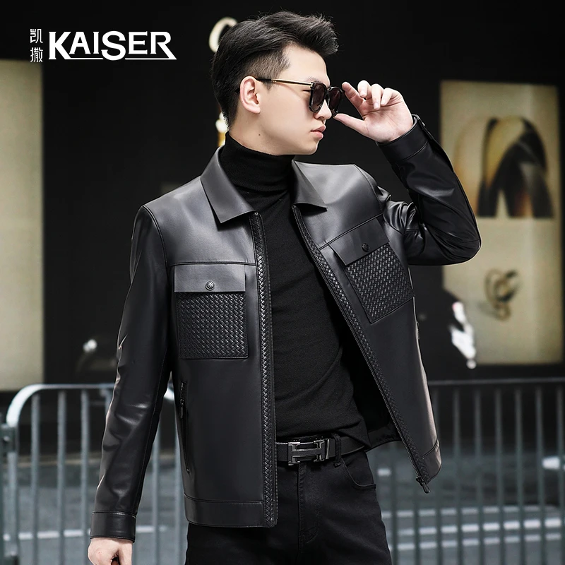 KAISER/凯撒新款高档男士休闲商务男装真皮绵羊皮皮衣12A23606