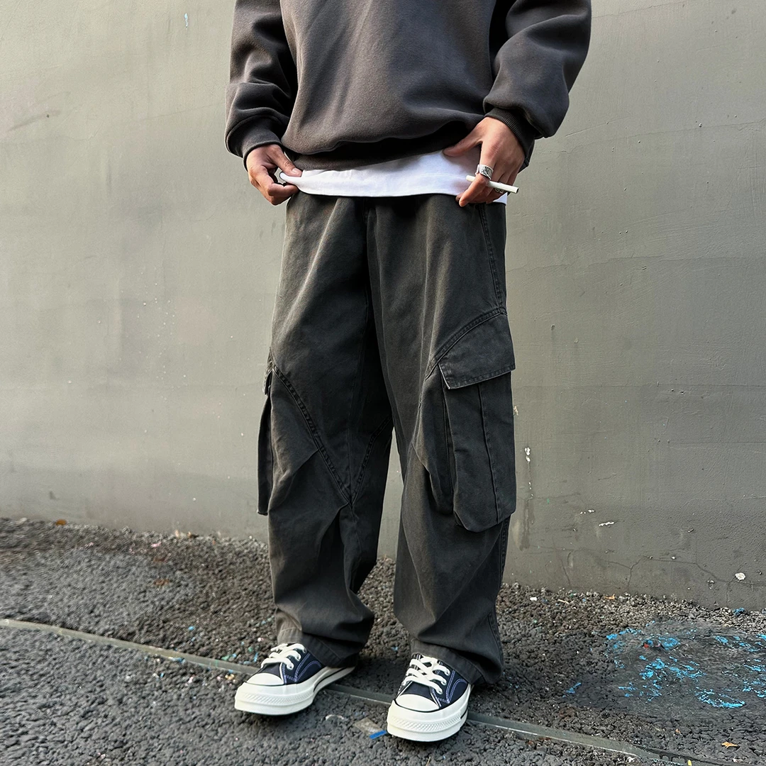 【UNAPS】秋冬美式复古立体多口袋宽松工装裤男女直筒休闲长裤ins潮