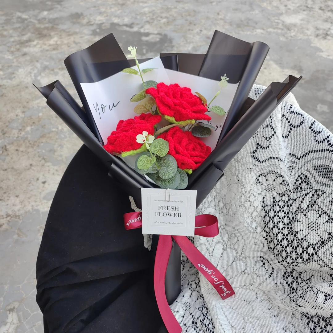 【38女神节】成品花束 公司团购 玫瑰手工毛线花送妈妈送同事送女友