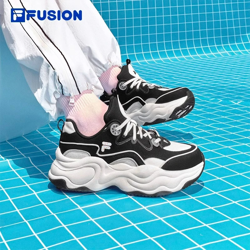 FUSION斐乐布面泡泡鞋女鞋百搭厚底增高老爹鞋秋运动鞋琥珀流光风