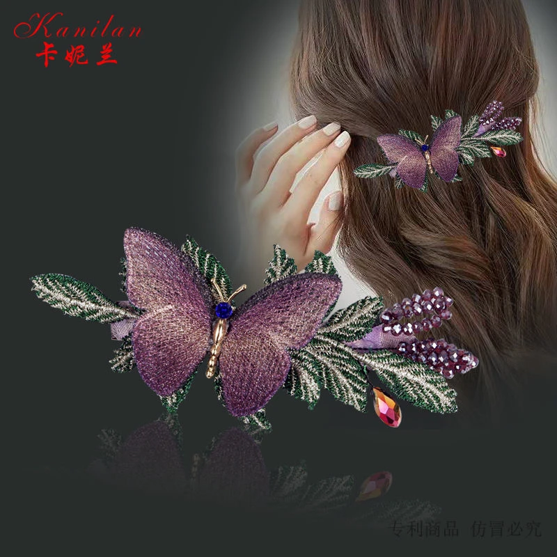 合金合成锆石发饰 韩国手工制作蝴蝶发夹弹簧夹马尾夹横夹顶夹