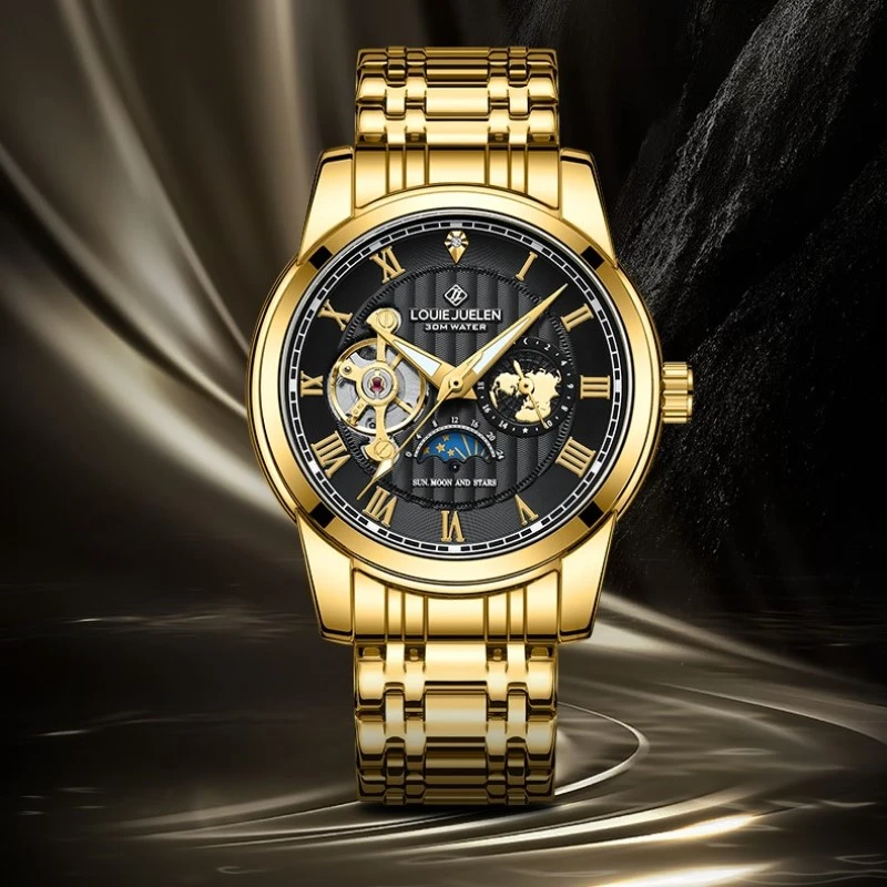 全新专柜正品瑞士LOUIEJUELEN 金伯爵系列 镶钻含金机械腕表zwf