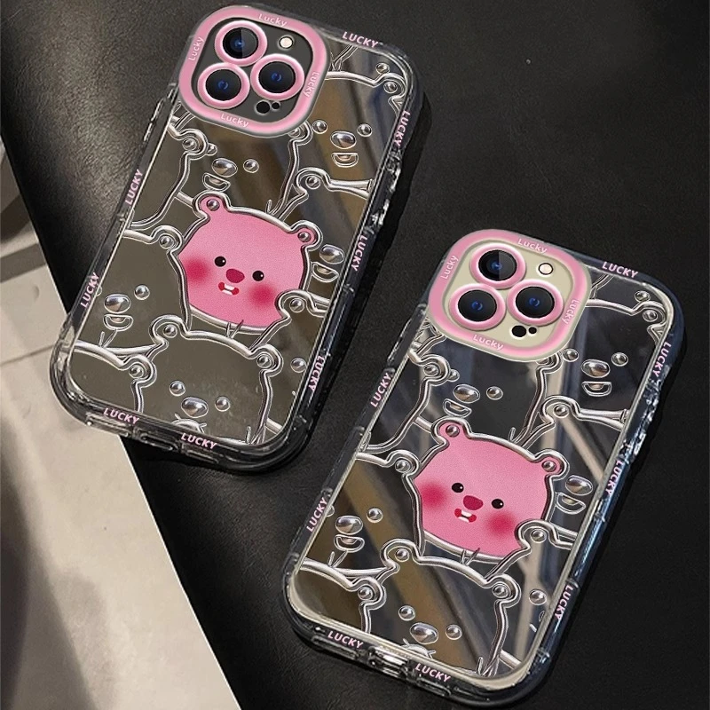 适用苹果15promax手机壳iphone14全包13防摔新款简约时尚镜面海狸