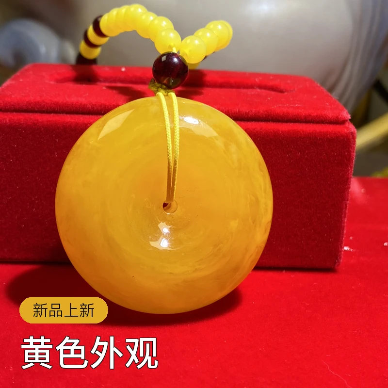 非金属吊坠 牛黄脂平安扣吊坠百搭时尚