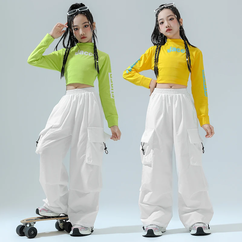 女童爵士舞演出服jazz多巴胺长袖套装街舞嘻哈潮服儿童走秀练功服
