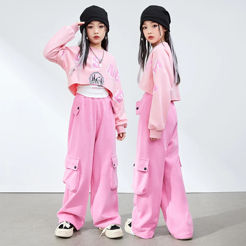 爵士舞服装女童嘻哈街舞潮服元旦儿童演出服时尚露脐走秀舞蹈服装