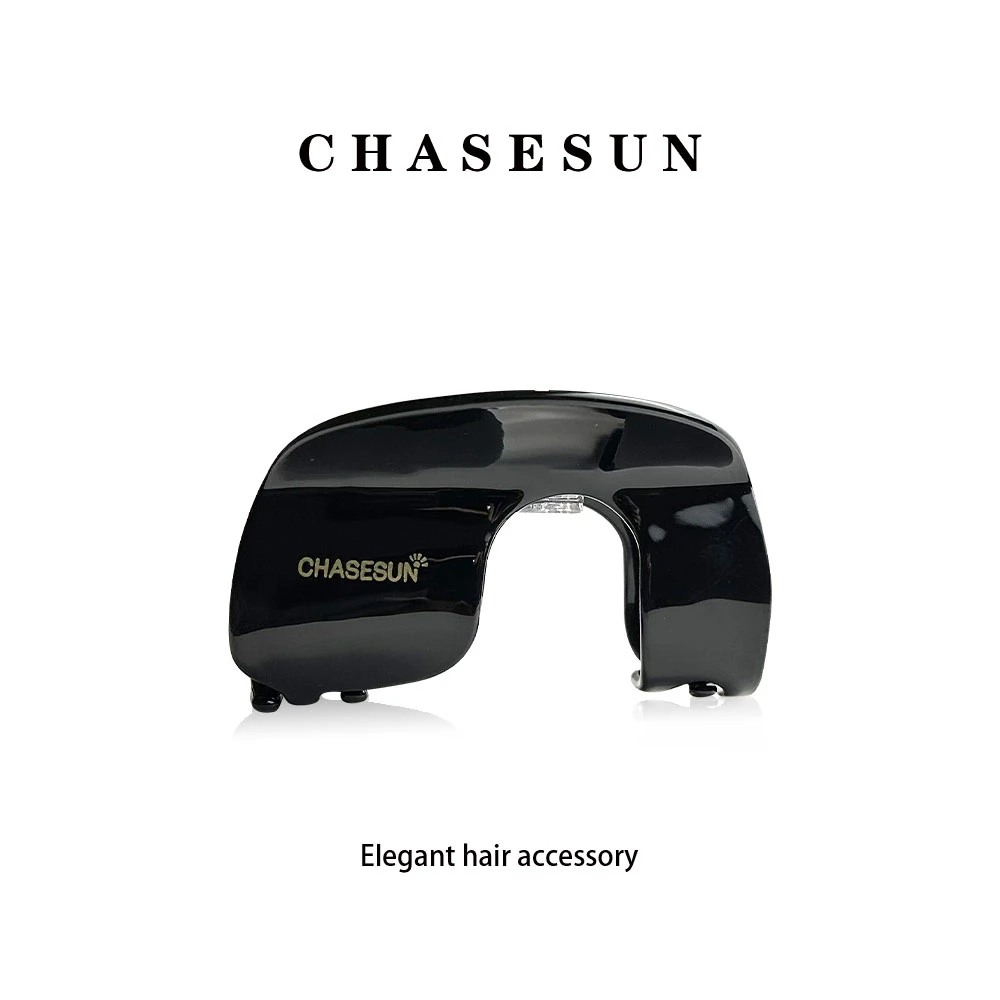 时尚性感U型醋酸抓夹百搭黑色小众个性防风ins设计师暗黑