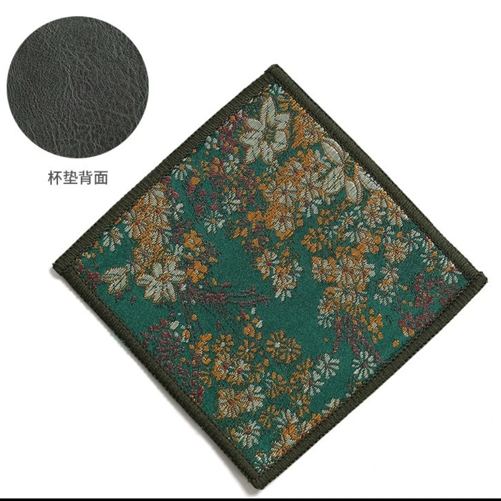 绿色 杯垫功夫茶具配件古风茶道用品茶杯托防水茶布垫布