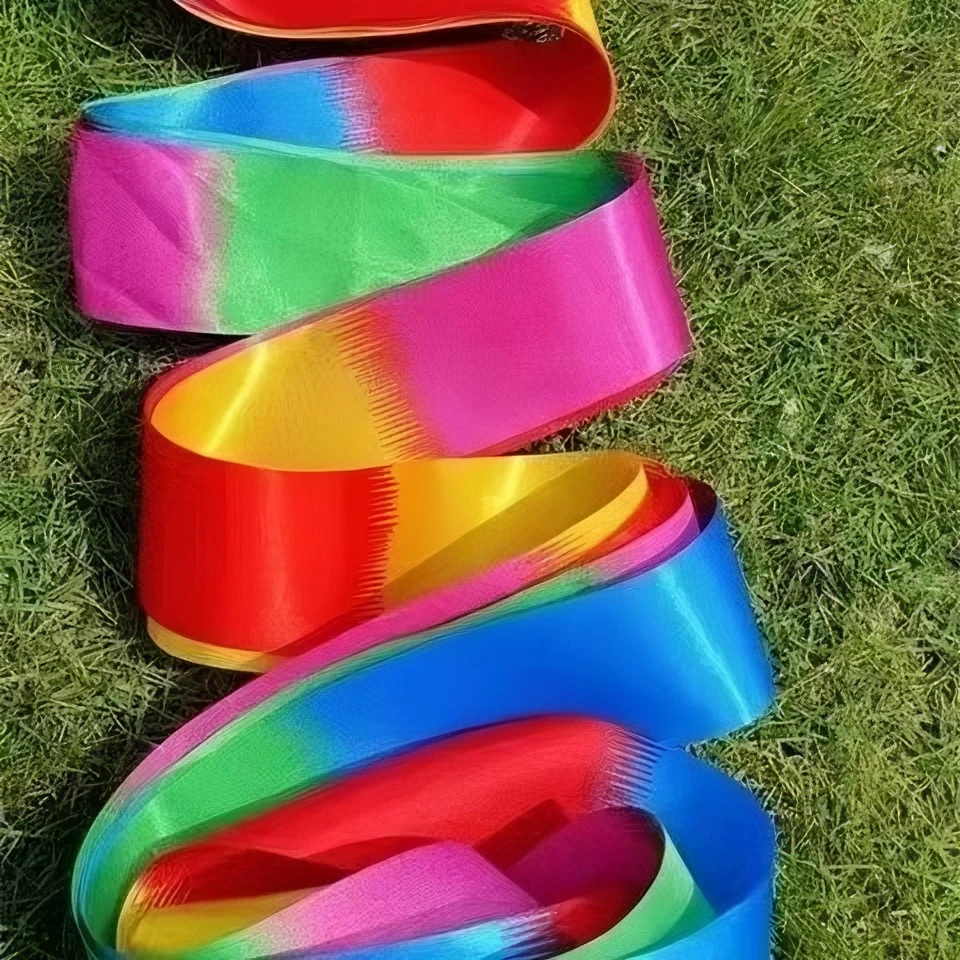 彩带舞中老年广场舞彩带七彩跳舞健身舞舞蹈彩带丝带长款飘带彩绸