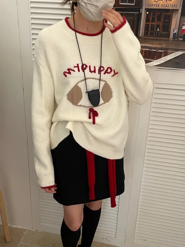 秋冬新款可爱小狗羊毛衫