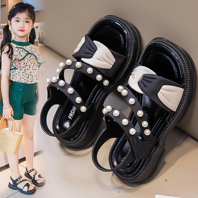 女童凉鞋夏季2024新款时尚洋气儿童软底公主沙滩凉拖防滑女孩大童