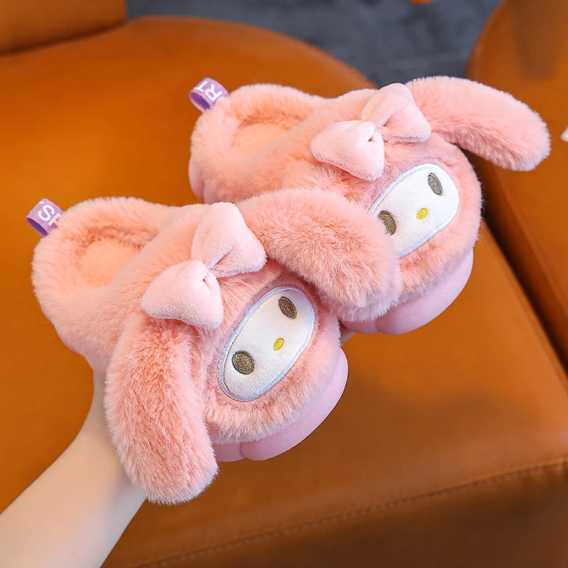 三丽鸥冬季儿童棉拖鞋中大童宝宝棉拖可爱亲子居家防滑保暖棉