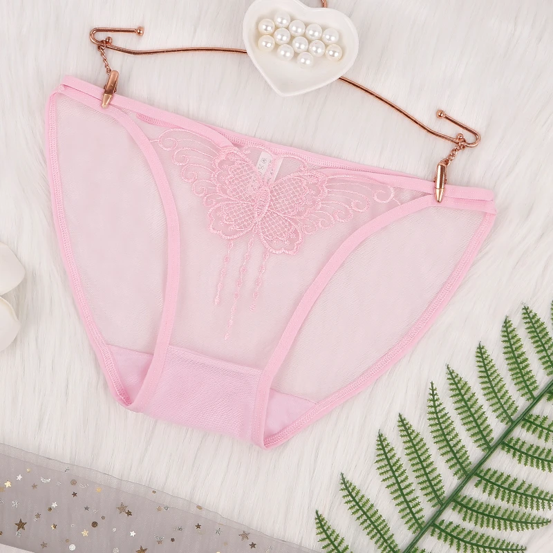 2024春夏爆款蝴蝶网纱高级感蕾丝内裤透气低腰三角短裤蝴蝶三角裤