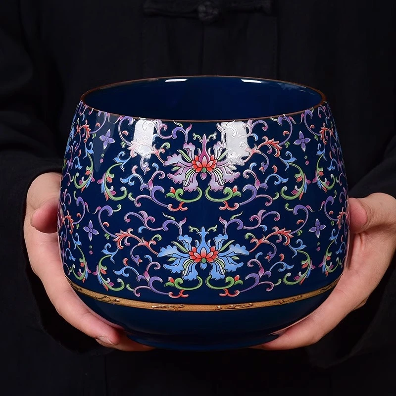 陶瓷茶器特别定制加厚珐琅彩霁蓝釉精选多功能茶渣缸大号茶洗建水