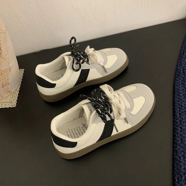 2024小众复古真皮厚底德训休闲鞋女阿甘鞋透气双鞋带小白鞋板鞋女