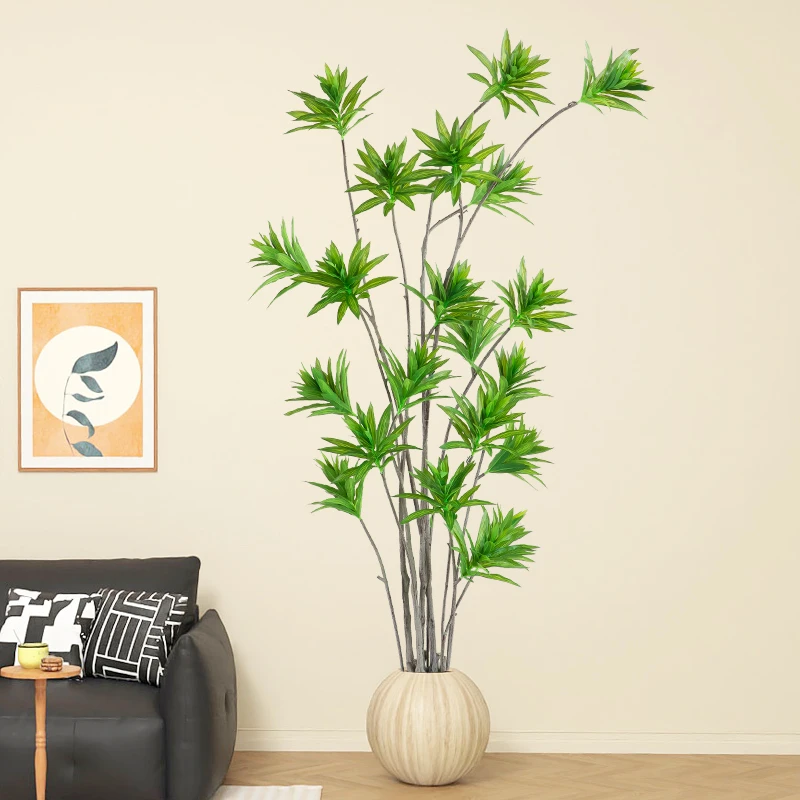 高品质热销百合竹仿真绿植装饰摆件电视旁边假花树仿生植物摆设