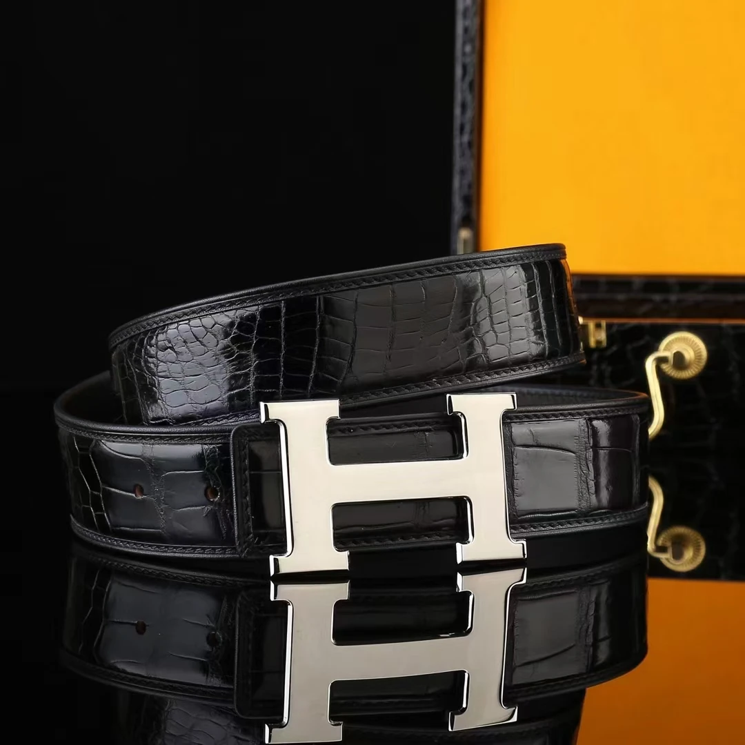 正品泰国鳄鱼皮腰带不带头平滑扣带身无扣无头男士皮带条真皮高档