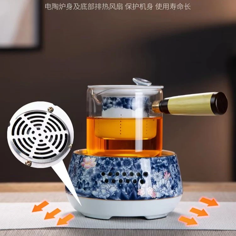 【成艺】清韵电陶炉+耐高温侧把蒸茶器（木把）防水防爆电陶炉煮茶器