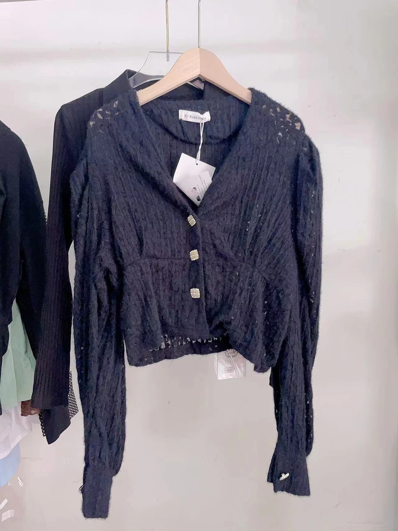 上衣气质长袖时尚短款休闲黑色纯色秋季