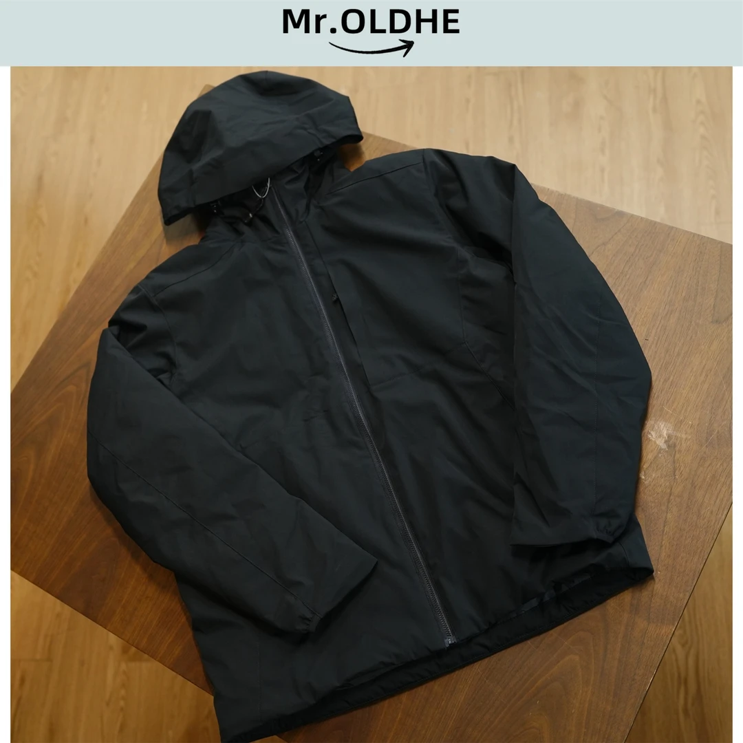 黑色冬季简洁防风收袖口保暖男士休闲防水连帽棉服