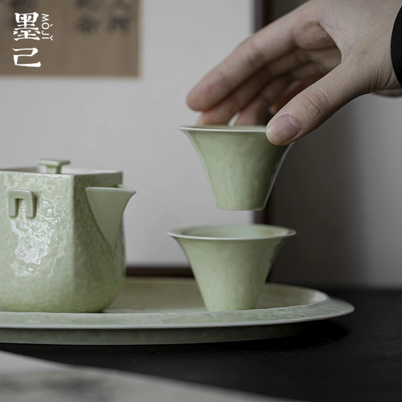 墨己芦苇青-锤纹-念梦茶杯