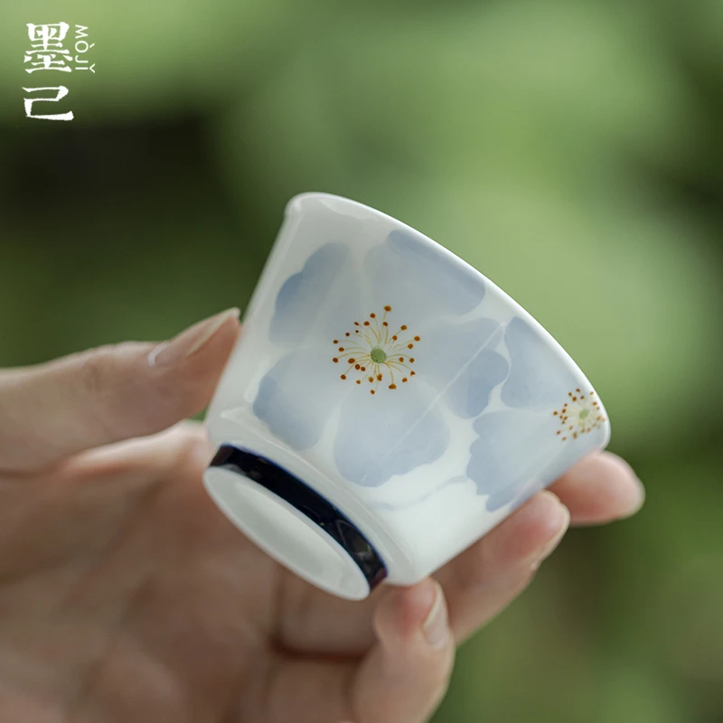 墨己-玉泥-蓝影海棠-茶杯