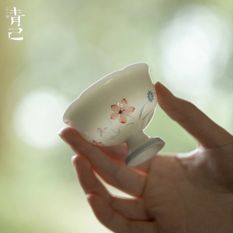 青己-玉瓷-静花雅韵-念露高足茶杯