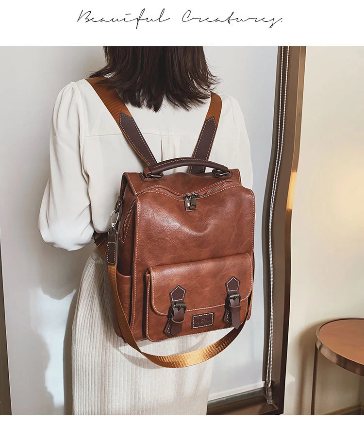 2024新款包包 ins风双肩包女士包包 复古背包时尚百搭 个性女包包