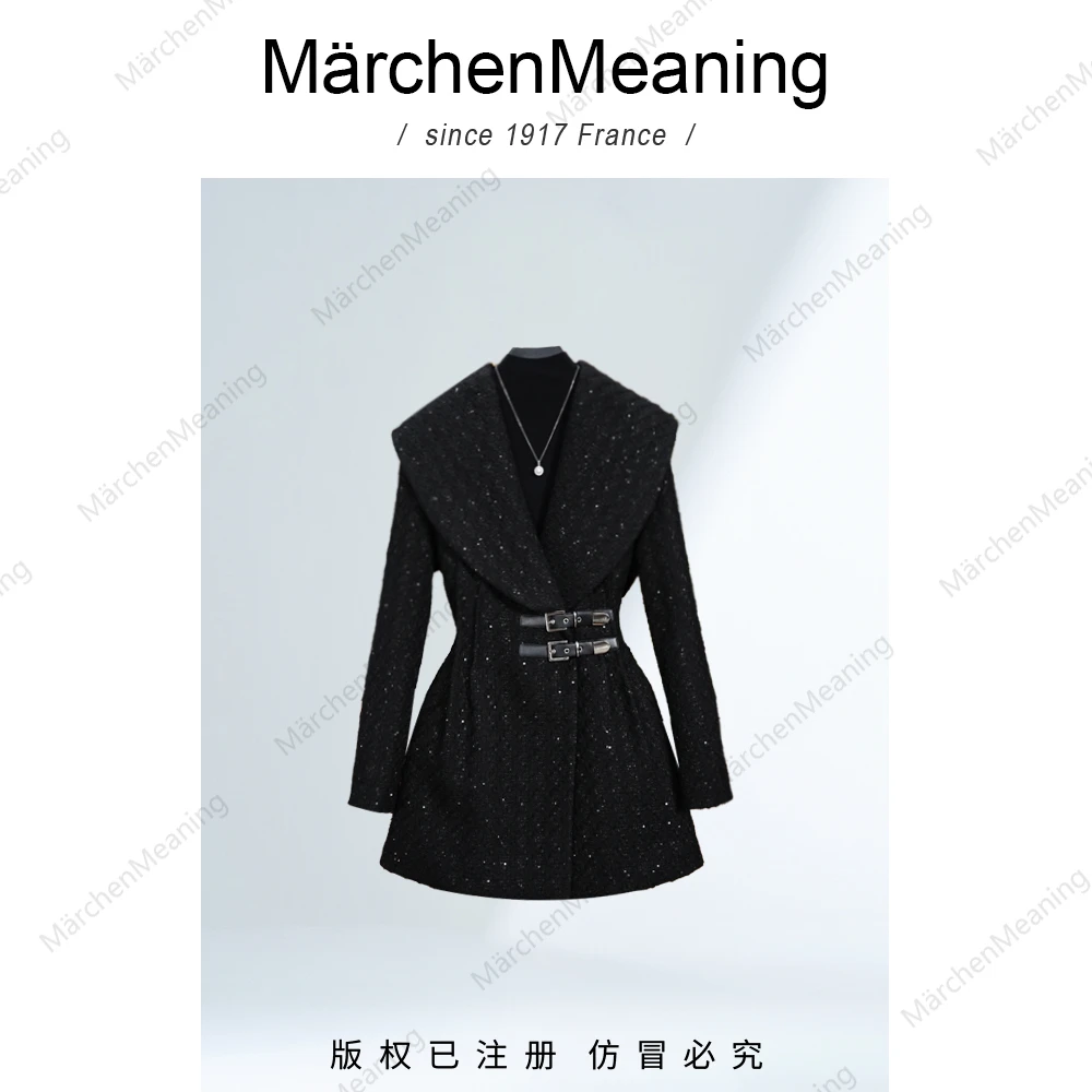 MärchenMeaning黑色系冬季亮片轻奢原创设计师中长款羽绒服（磊哥1