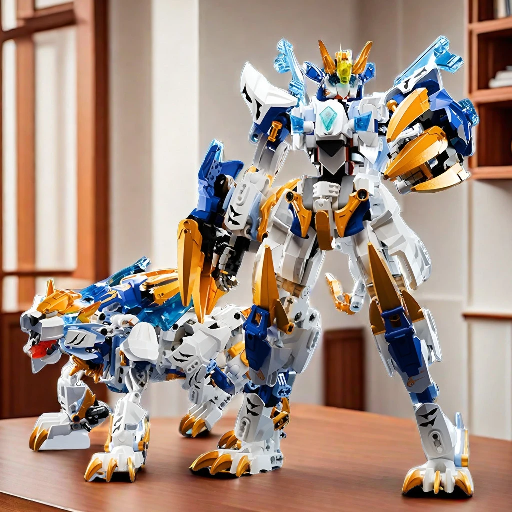 青龙白虎新款四神兽机甲变形模型拼装积木8-16岁男孩儿童礼物