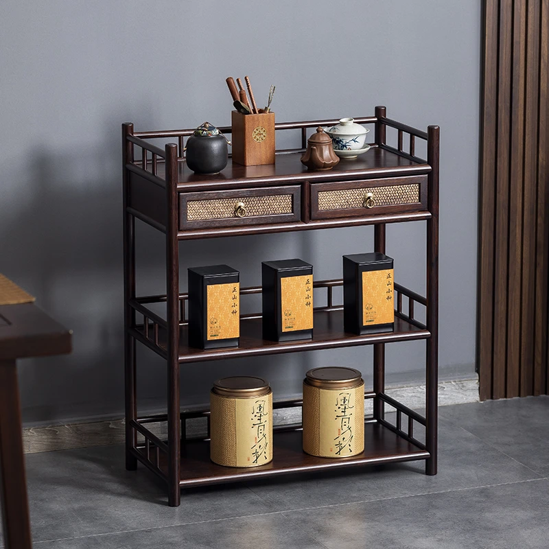 中式博古架办公室小型茶具柜多宝阁落地摆件展示架茶桌后收纳柜