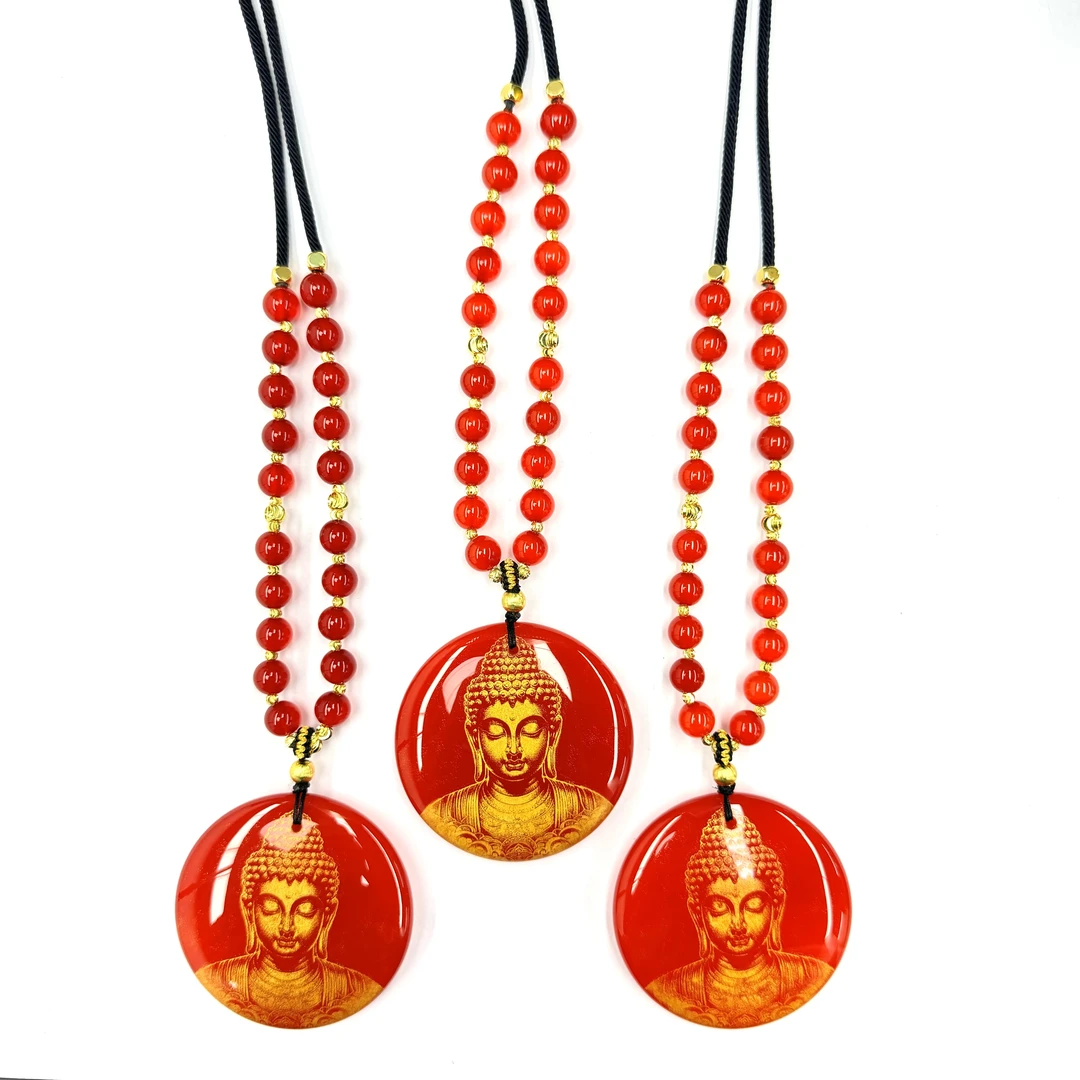 【符老板w】y2420-复古红景玛瑙大日如来圆牌吊坠-多样性只发一件