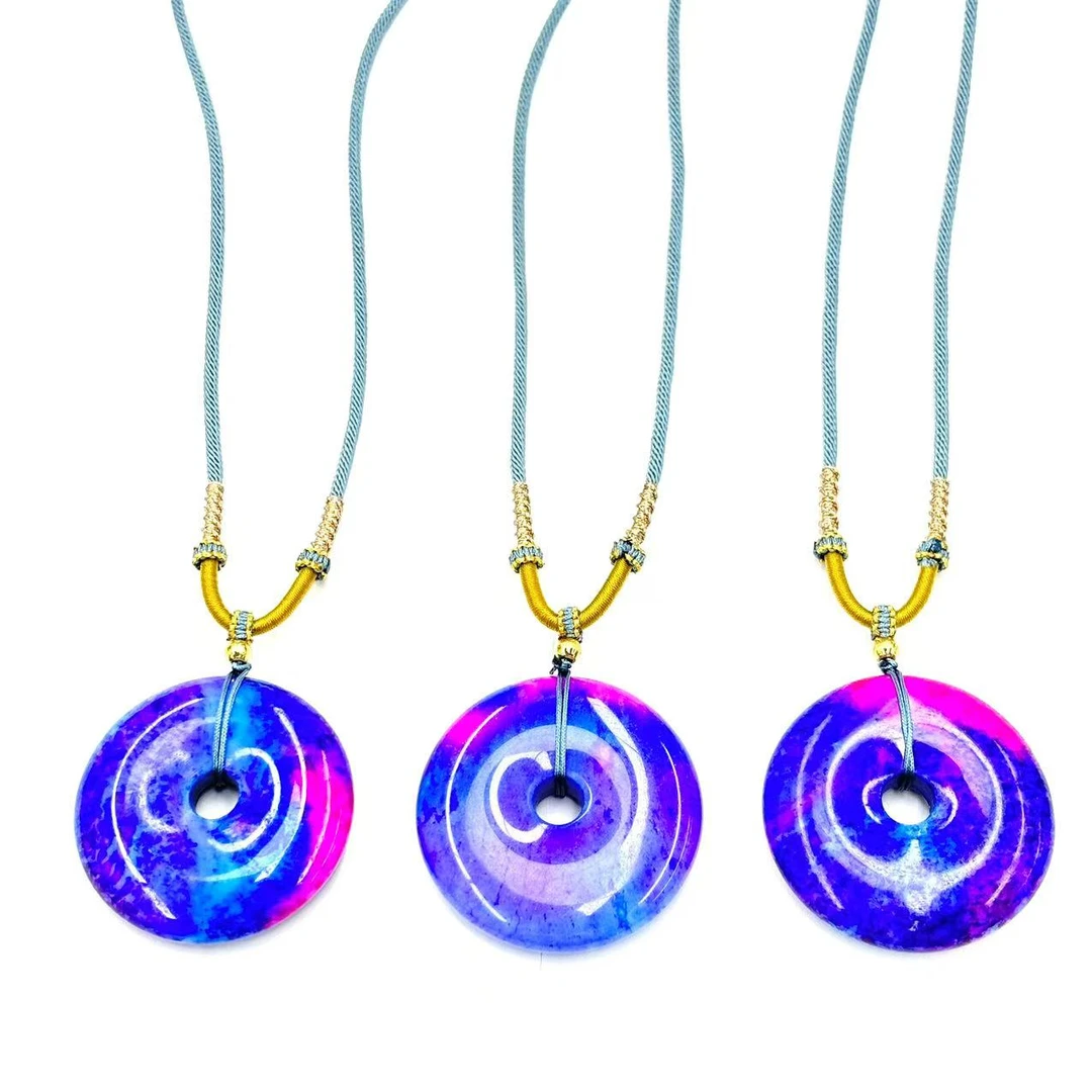 【符老板】y2334-国风气质星际蓝玛瑙平安扣-赠礼盒-多样性只发一件