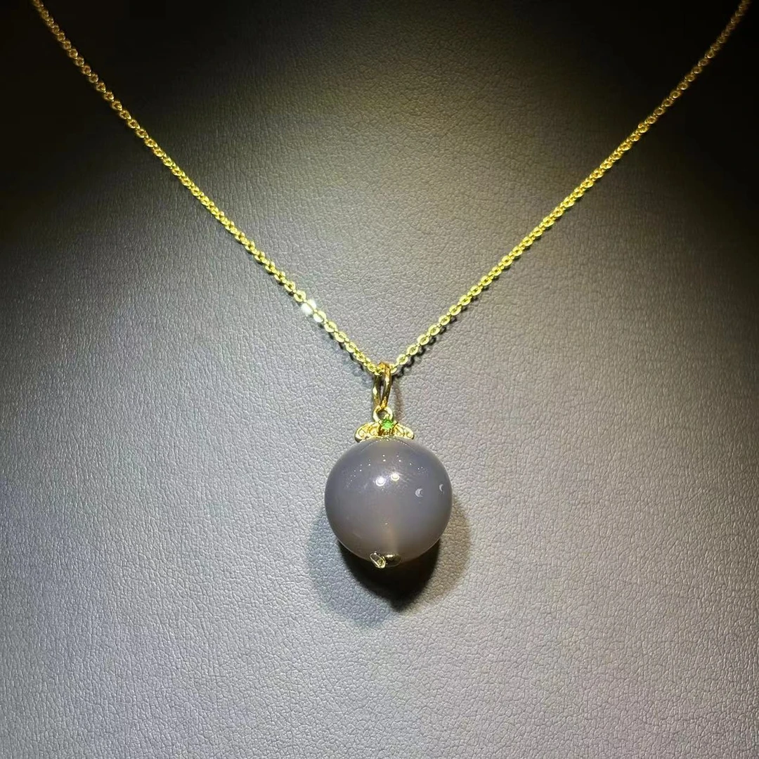 【符老板w】m680-简约气质款烟紫玛瑙单珠吊坠赠礼盒-赠链-合金