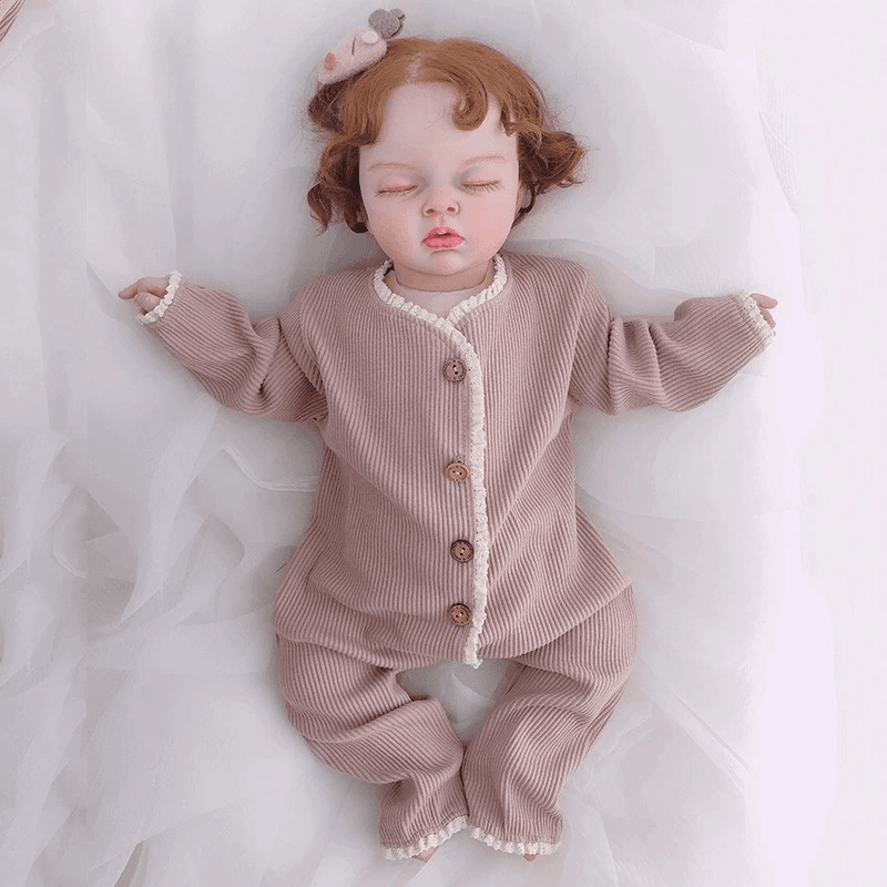 春秋款婴儿衣服圆领竖条樱桃蕾丝边前开单层连体女宝可爱