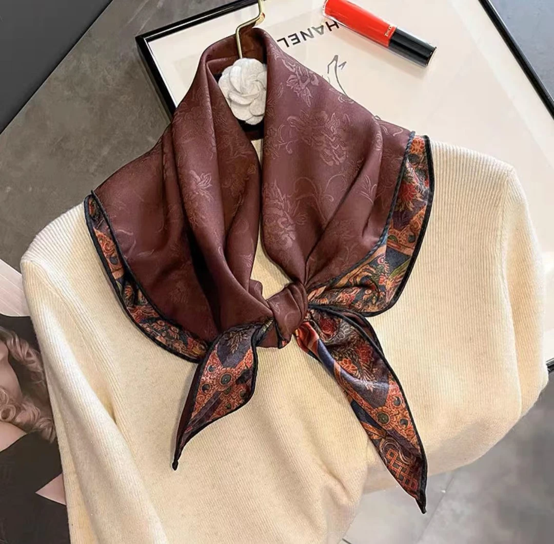 春夏秋新款时尚70cm小方巾女丝巾夏季丝巾空调披肩外搭