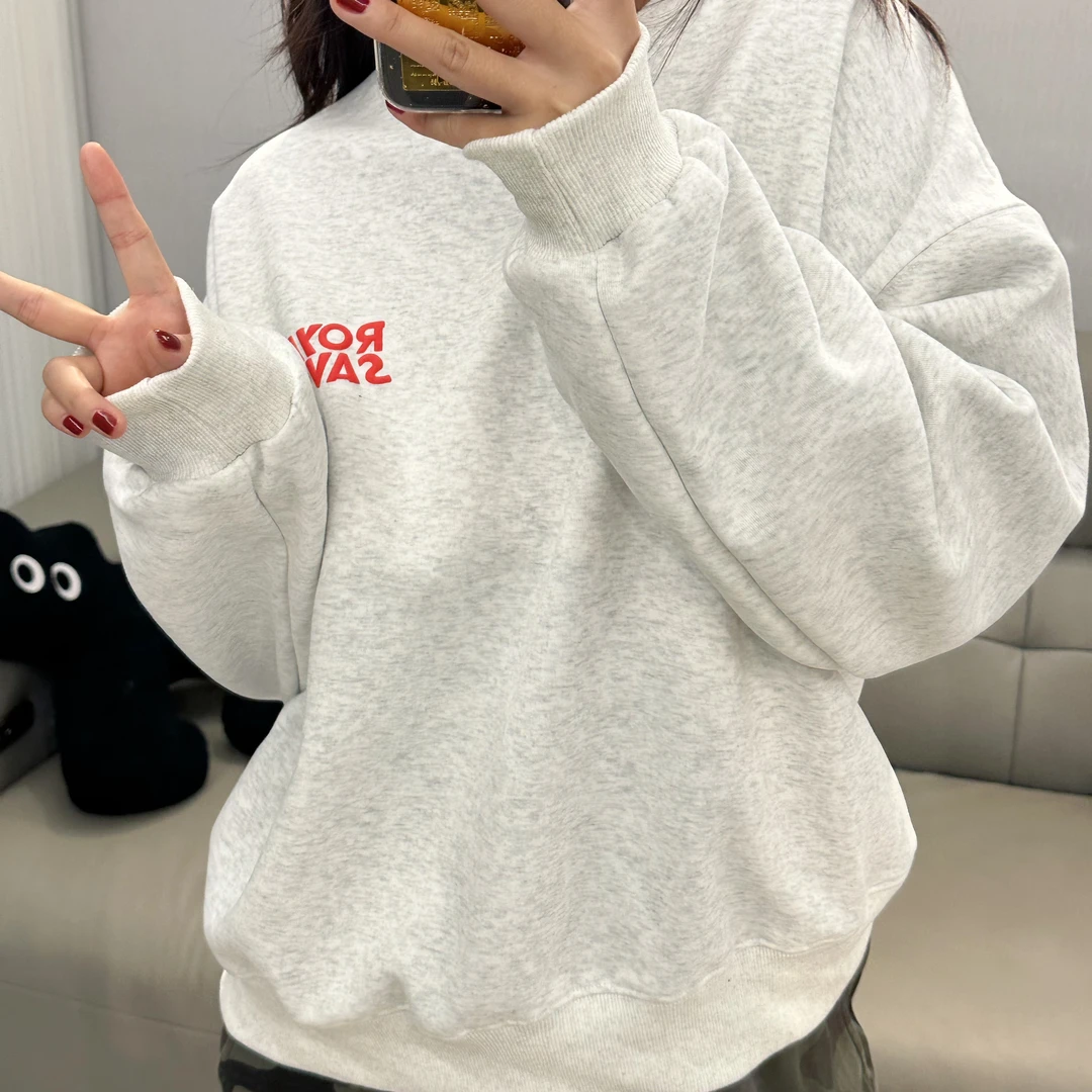 圆领长袖印花ins宽松卫衣秋冬时尚新款百搭不加绒学生套头上衣