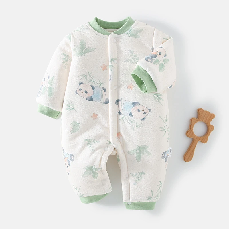 婴儿夹棉连体衣服150克加厚宝宝冬季外出爬服夹棉婴儿连体衣