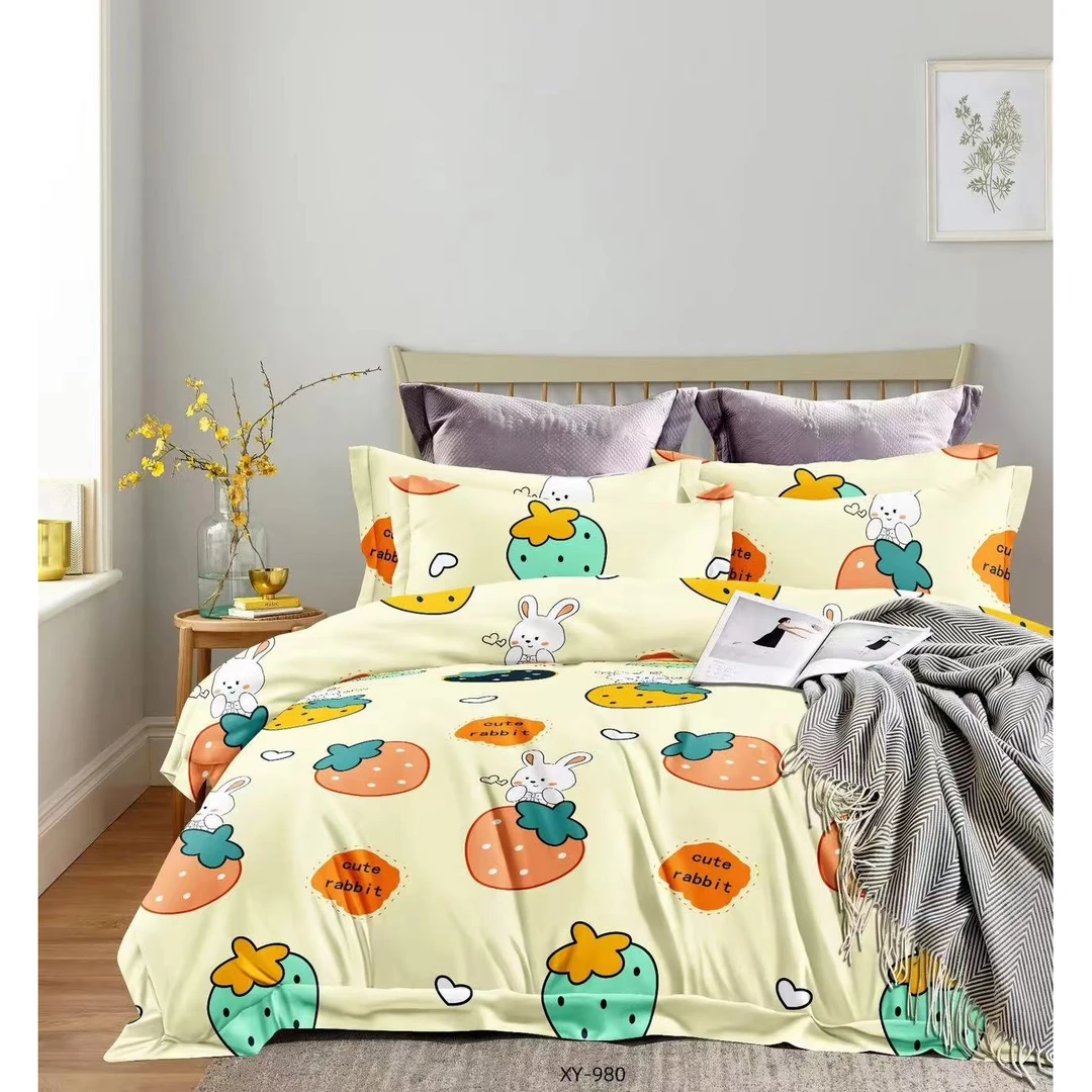 高支高密水洗斜纹棉被罩【草莓小兔】