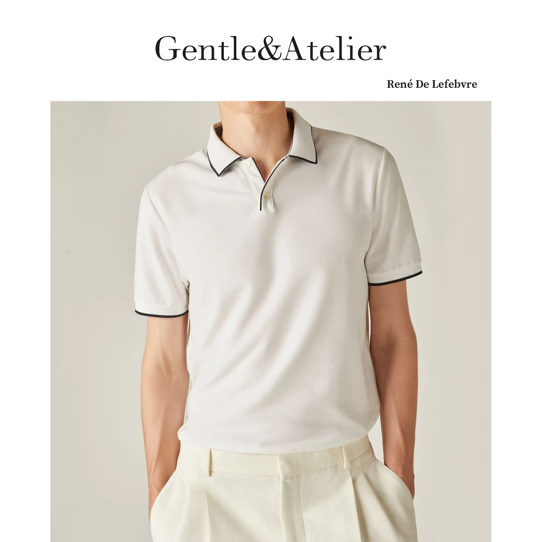 René De Lefebvre夏季新款撞色匹马棉休闲商务男士短袖T恤POLO衫