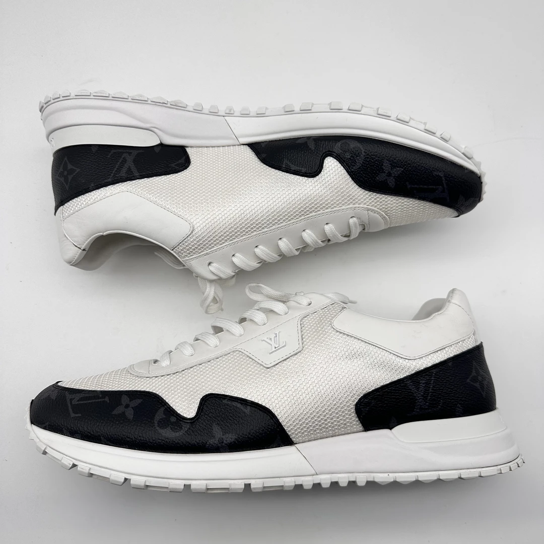 Lv/9.5码43.5码/白黑老花logo拼接运动鞋/95新/潮流潮鞋时尚