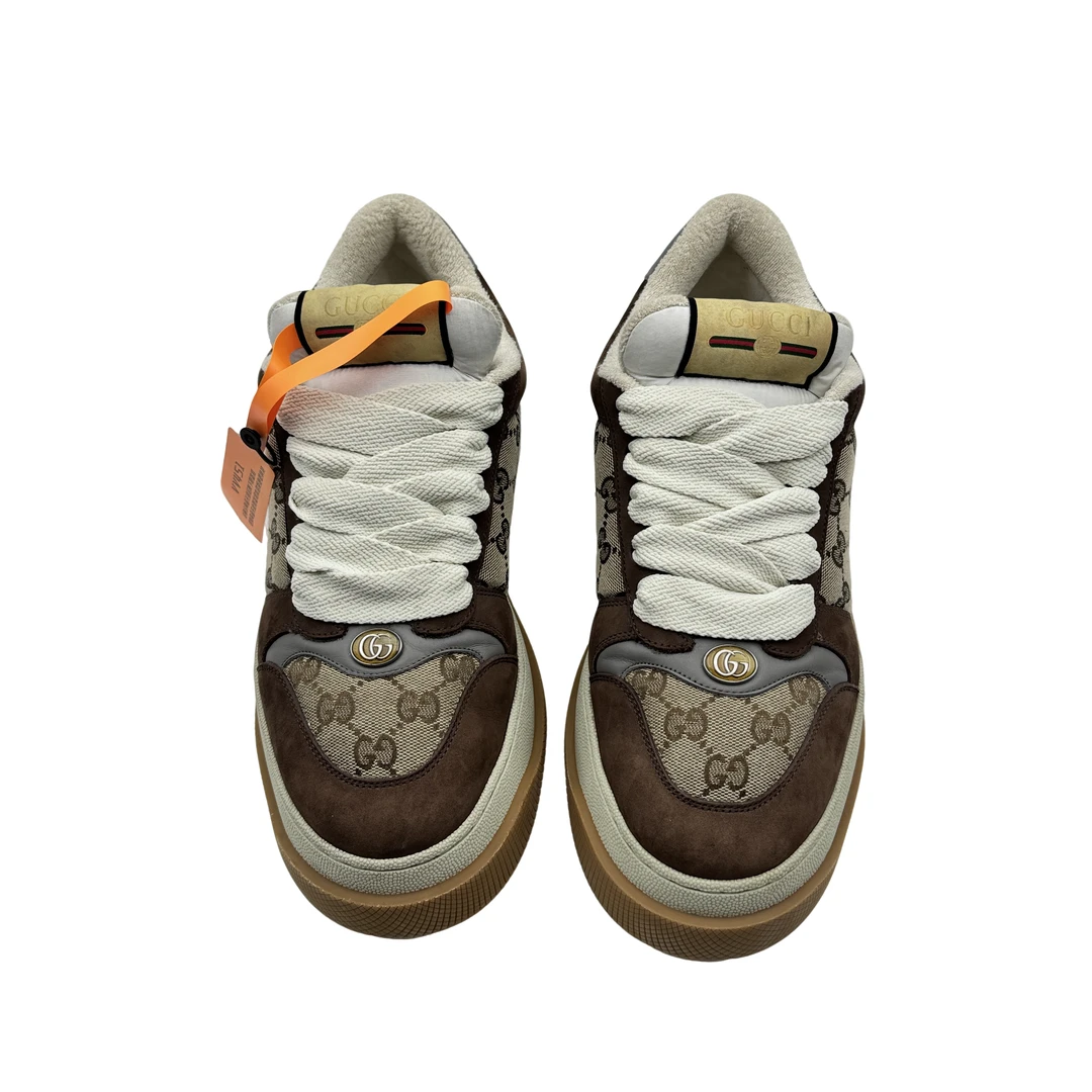 Gucci/9码43码/棕色满印厚底面包鞋/97新/时尚潮流潮鞋/vv451