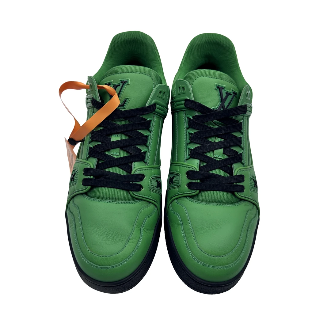 Lv/8.5码42.5码/黑绿拼接trainer板鞋/97新/vv571/时尚潮流潮鞋