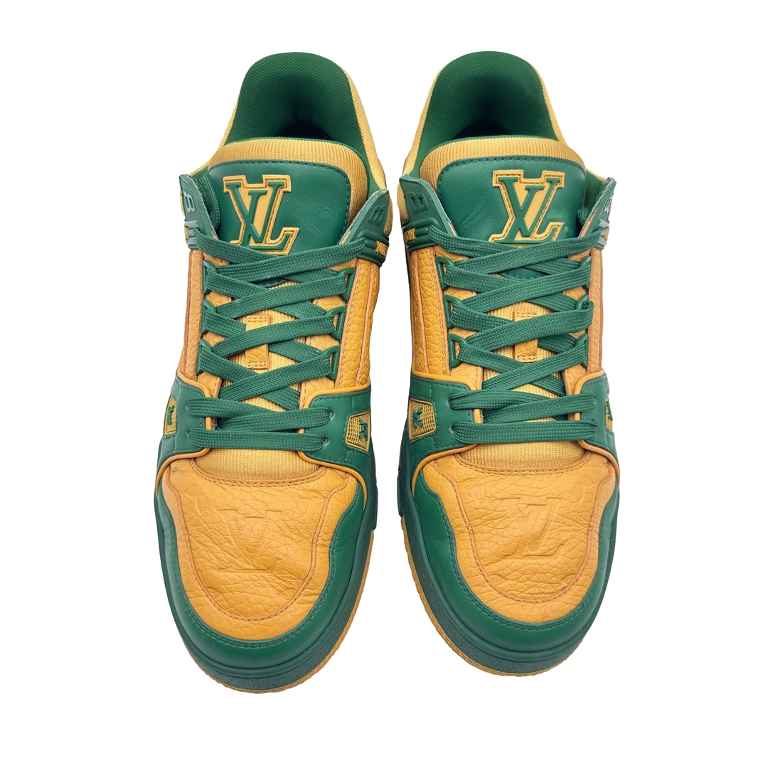 Lv/7.5码41.5码/黄绿拼接trainer板鞋/96新/时尚潮流潮鞋